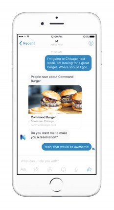 Facebook announced in August it was testing a new digital assistant, called M, inside its Messenger app