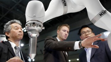 KUKA Robotics Corp’s Roboter industrial robot on show at Tokyo’s International Robot Exhibition