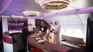 Bar arca for business class passengers of Qatar Airways