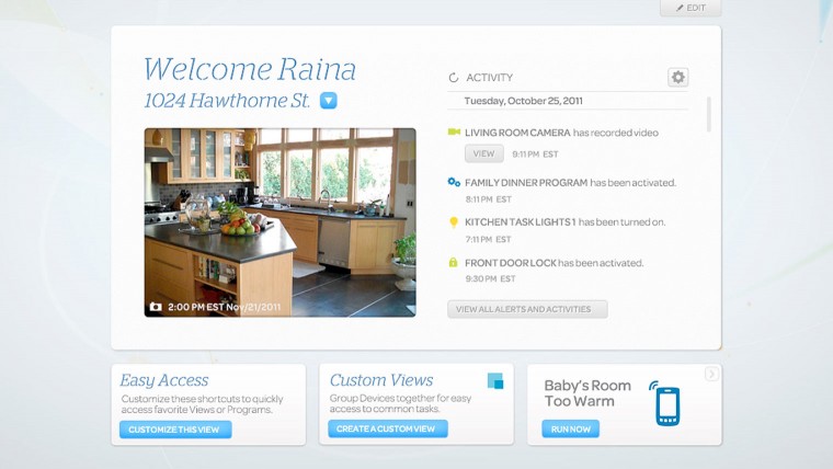 Screenshot of AT&T’s Digital Life home security/ automation app 