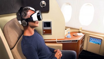 Qantas in January 2015 became the first airline to trial virtual reality entertainment, through a partnership with Samsung