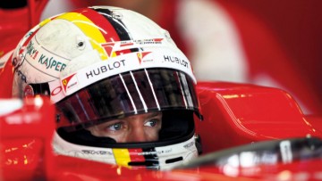Sebastian Vettel of Ferrari, whose partners include Kaspersky, Hublot and Shell