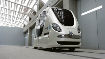 Driverless electric pod in Masdar to transport students from parking areas to the university campus