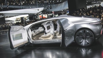 Mercedes F 015 Luxury in Motion concept car at the North American International Auto Show in January 2015