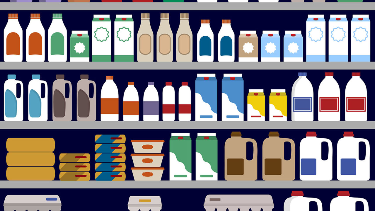 Illustration of supermarket shelves