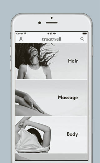 Smartphone showing Treatwell mobile app