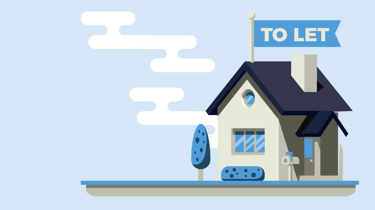 House illustration with let sign