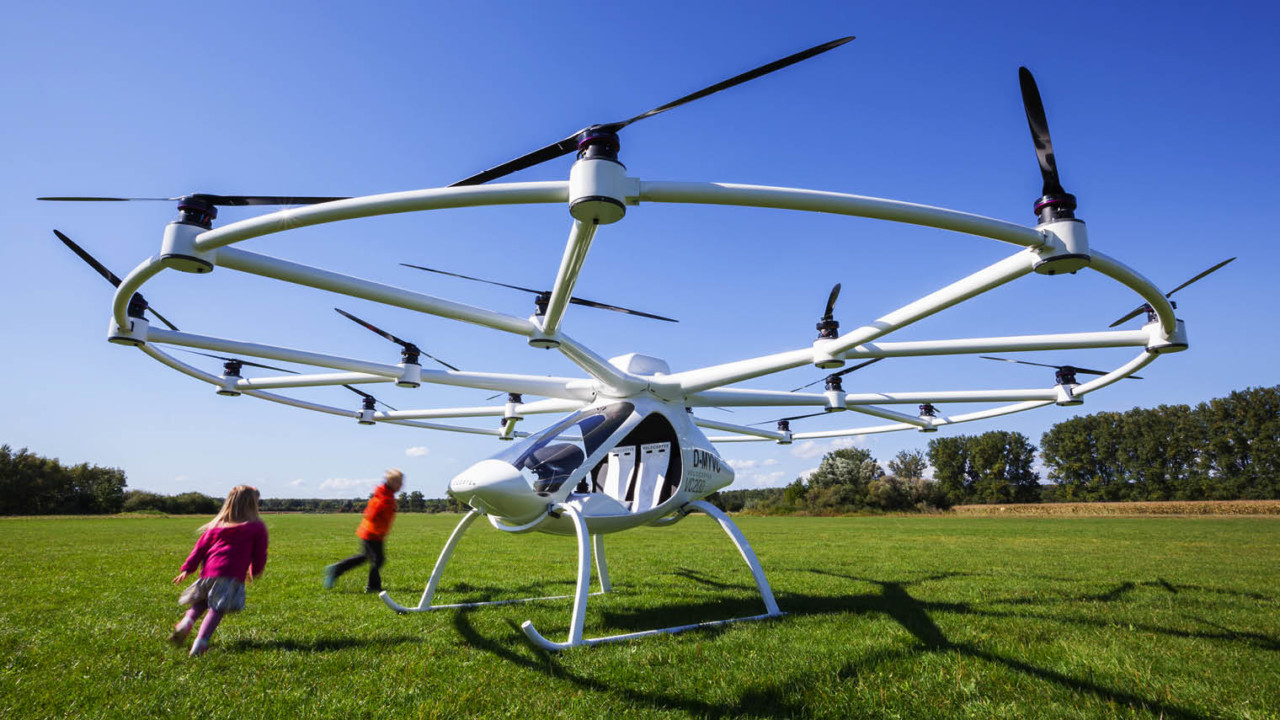 German drone manufacturer e-volo flew the first manned certified multicopter, the Volocopter VC200, in March last year