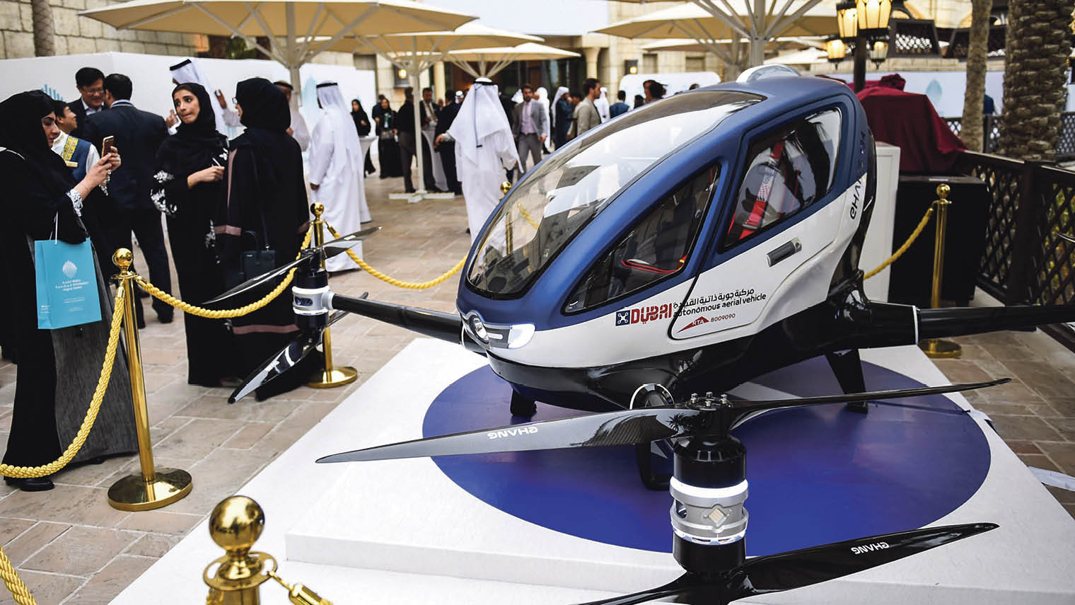 Model of the EHang 184 displayed at the Dubai 2017 World Government Summit in February
