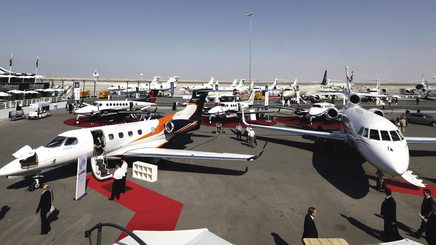Visitors at the Middle East Business Aviation event at Dubai’s Al Maktoum Airport