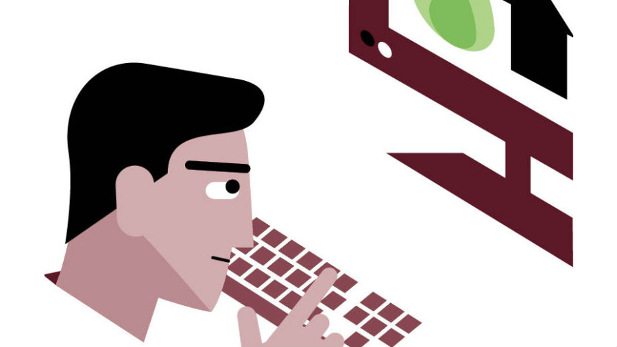 Illustration of man on computer