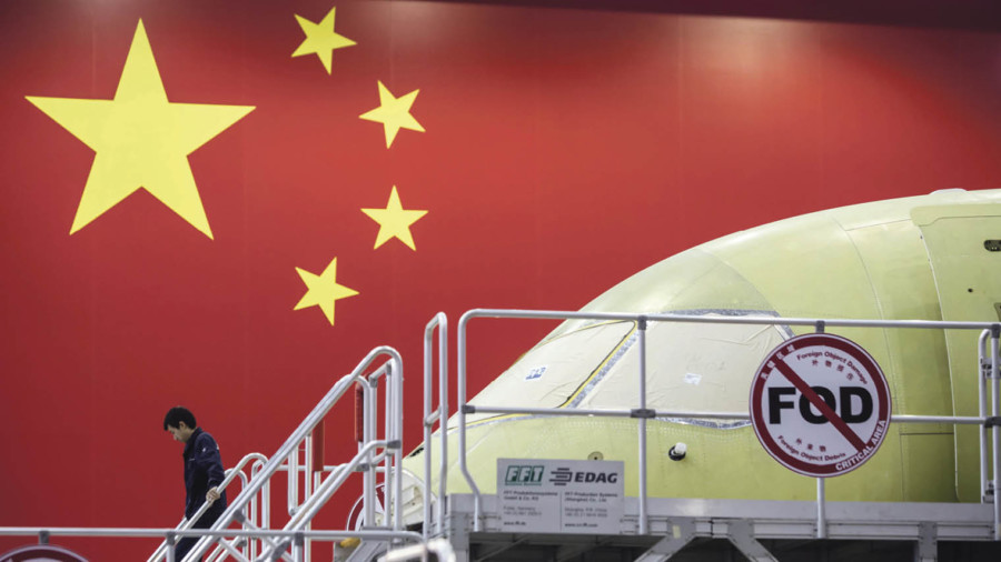 Commercial Aircraft Corporation of China’s C919 airliner under assembly at the group’s facility in Shanghai