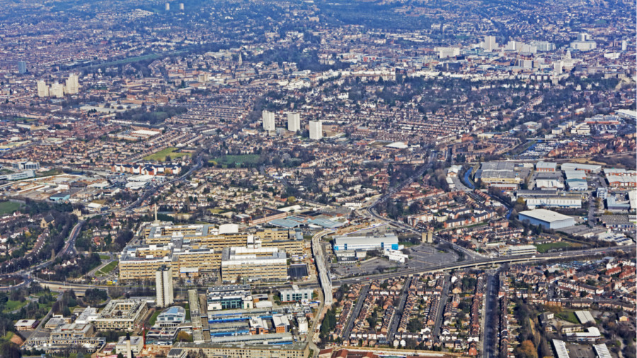Birds eye view of cityscape of Nottingham