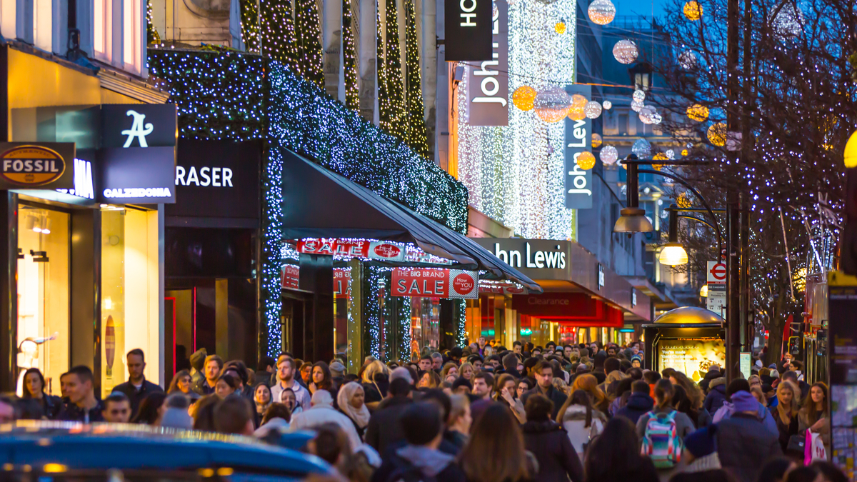 Christmas shopping on Oxford Street London