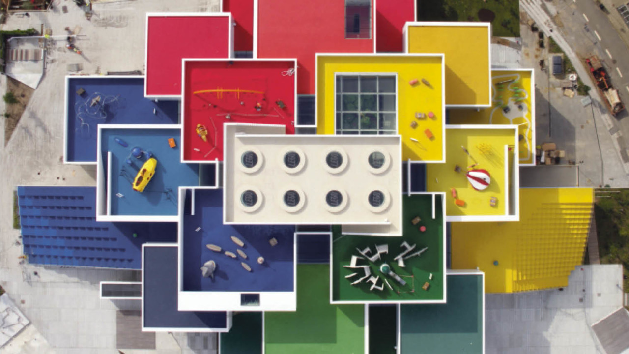 Lego House the brand’s newly opened experience centre in Billund, Denmark aerial view