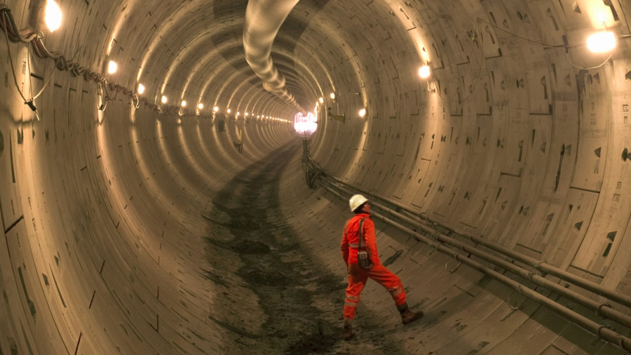 Construction worker in tunnel
