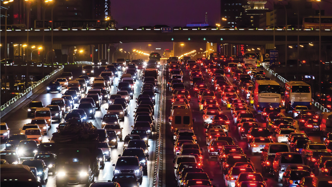 Traffic congestion in the Chinese capital Beijing, home to almost 22 million people