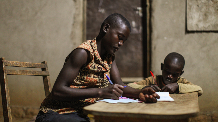 Teacher and child, Rwanda