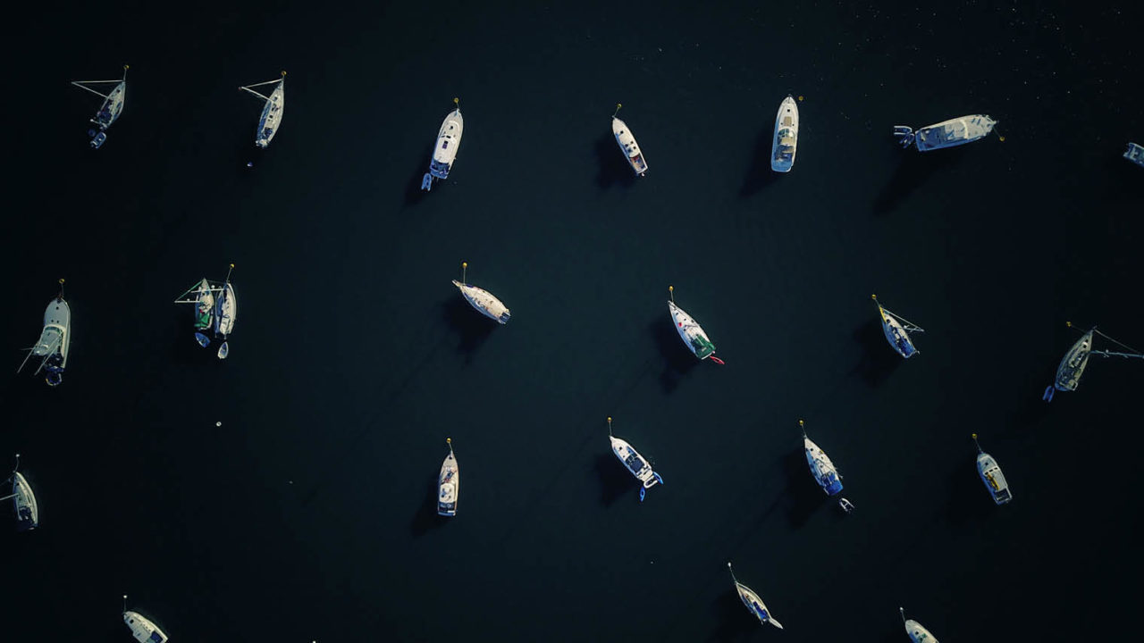 Aerial view boats