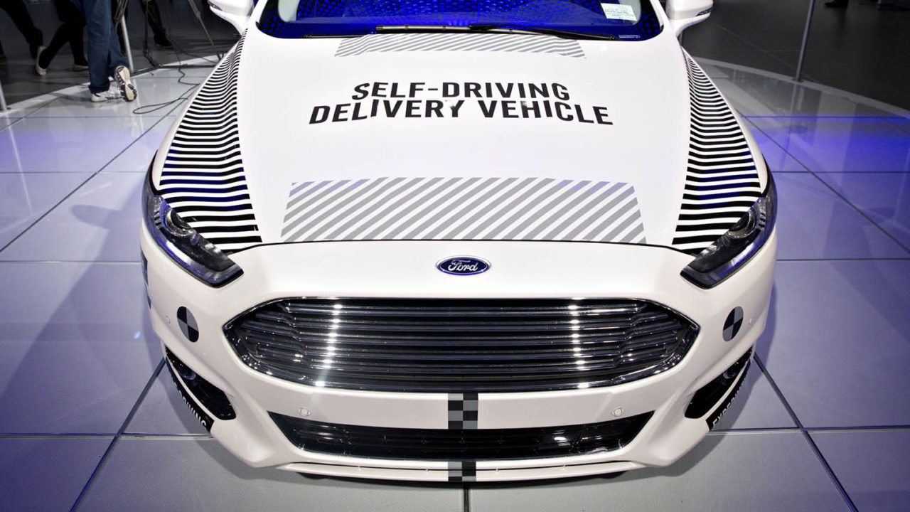 Ford Fusion self-driving car on display at this year's Detroit North American International Auto Show