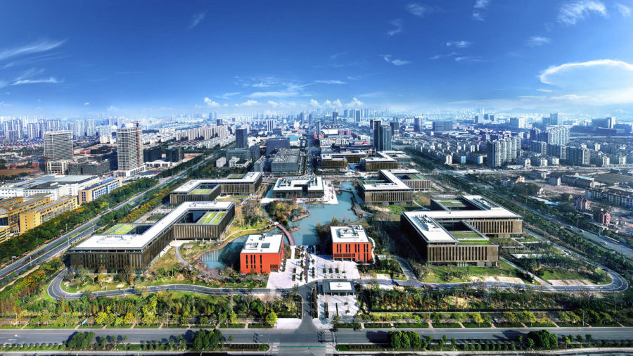 Huawei’s research centre in Hangzhou aerial view