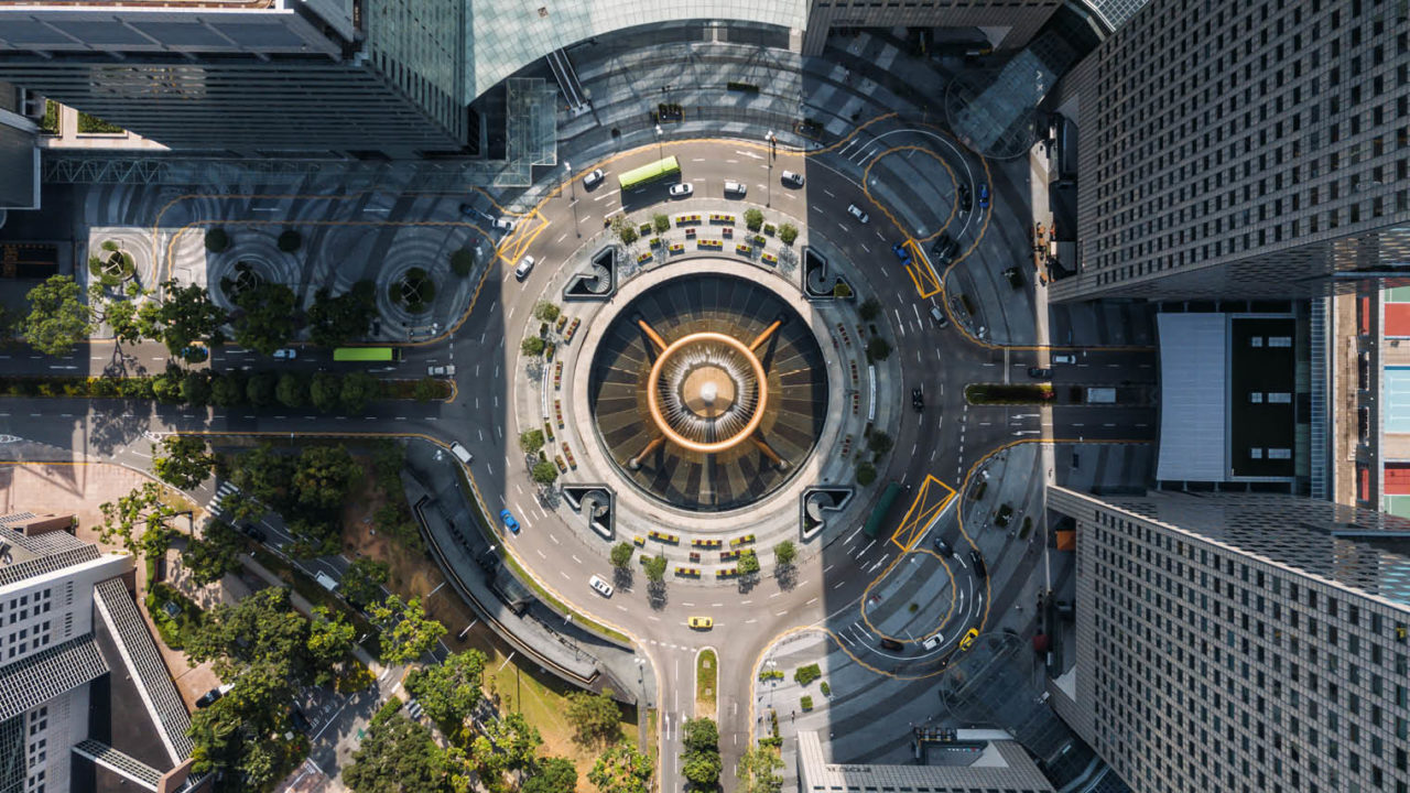 aerial view Fountain of wealth Singapore