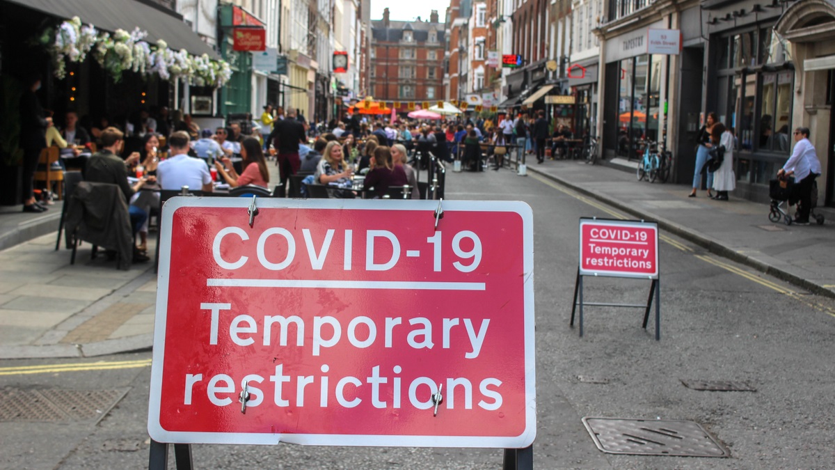 Covid sign on British street