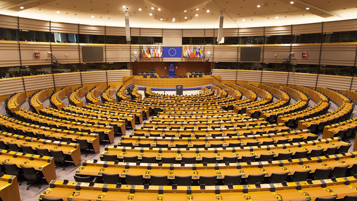 Hemicycle of the European Parliament in Brussels, Belgium.