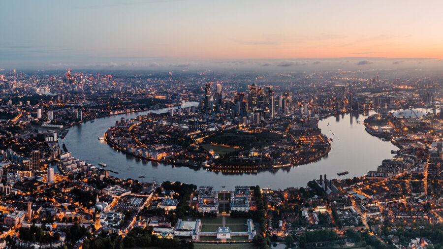 An elevated view of the London skyline