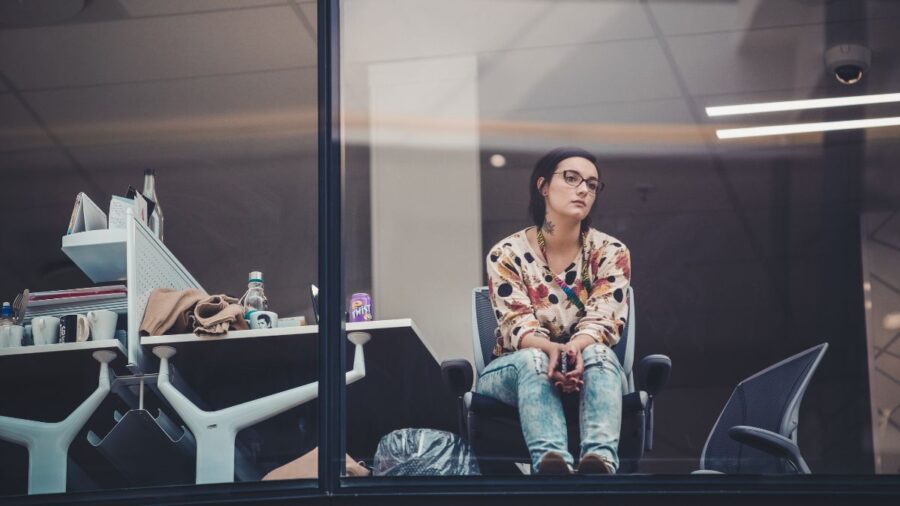 Disengaged Employee Stares Out Office Window