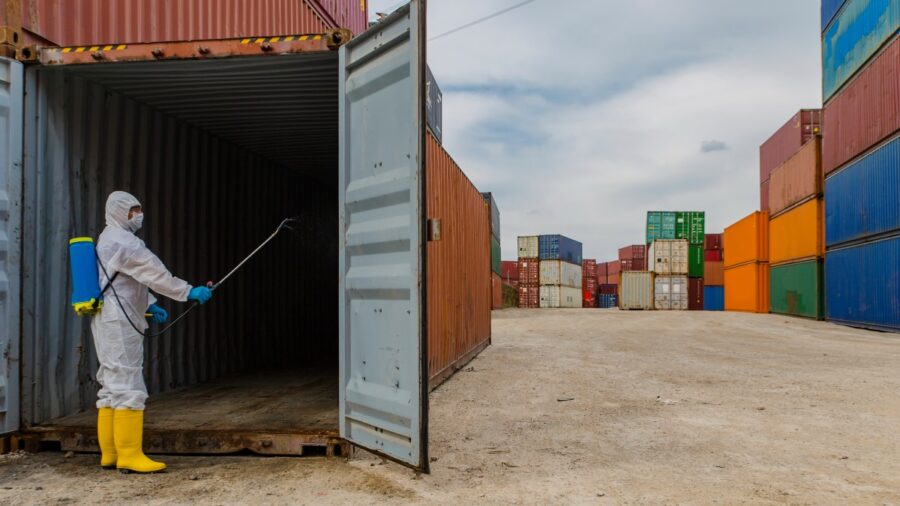 Sanitising shipping containers